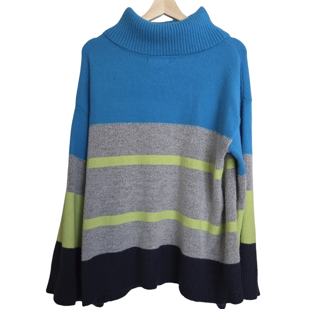 H Halston | Wide Flare Sleeve Turtleneck Cozy Soft Fuzzy Sweater